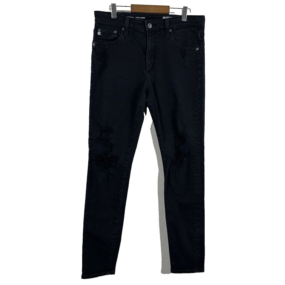 AG Adriano Goldschmied Farrah Skinny Ankle Jeans Black Distressed 30R